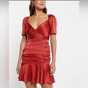 Express Rust Long Sleeve Dress